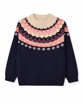 Jacquard Sweater Pure Child Ultrafine Virgin Merino Wool