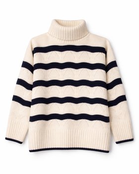 Rigato Turtleneck Baby Wool Cardata