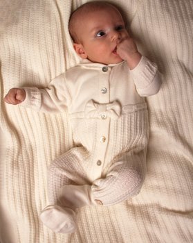 Tutina Traforata Fiocco Femmina in Pura Lana Merino