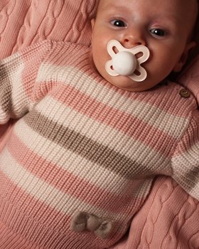 Maglia Neonata Righe in Pura Lana Vergine Merino Extrafine