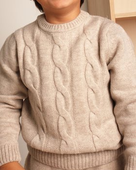 Girocollo Trecce in Pura Lana Cardata Bambini