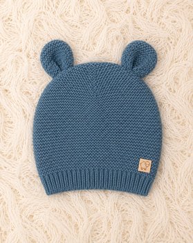 Beanie with Ears in Pure Merino Wool Newborn