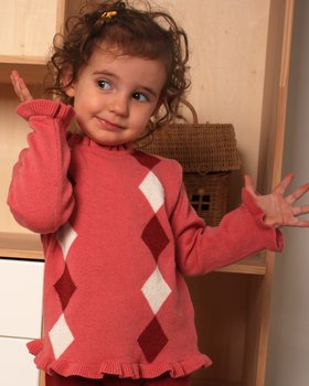 Maglia Neonata Rombi in Pura Lana Merino Ultrafine
