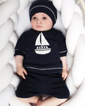 Completo Corto Barca in Puro Cotone Bio Neonati