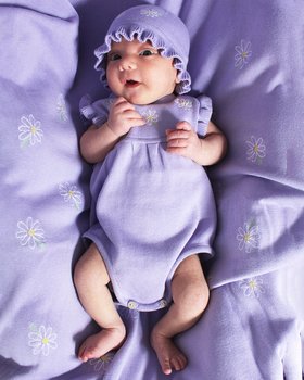 Body Margherite Ricamo in Puro Cotone Bio Neonata