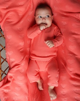 Completo Lungo Cuori in Puro Cotone Bio Neonate