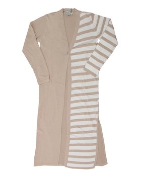 Cardigan Maxi Rigato Donna Cotone-Lino
