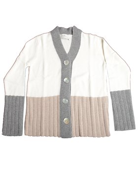 Cardigan Tricolor in Cashmere Blend Donna