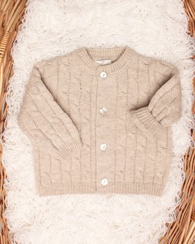 Giacchina Trecce Neonati in Pura Lana Merino Ultrafine