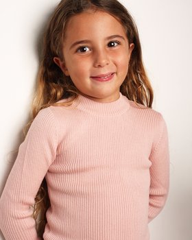 Maglia Lupetto Ragazza a Costina Pura Lana Merinos