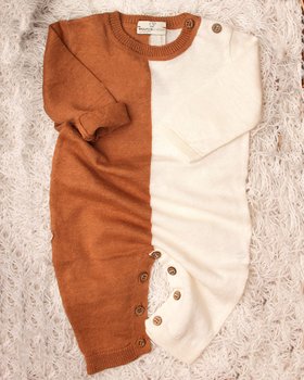 Tutina Neonati in Puro Lino e Puro Cotone Bicolor