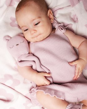 Vestitino Costine Volant Puro Cotone Bio Neonata