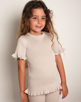 T-shirt Costina Volant in Puro Cotone Bio Bimba