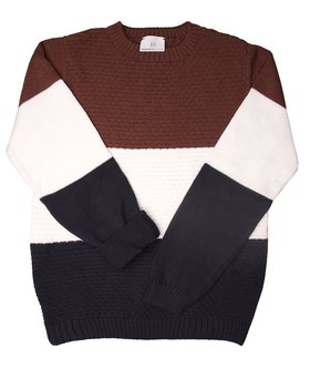 Girocollo Blocchi Colore Righe in Puro Cotone per Ragazzi