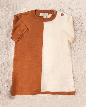 Vestito Neonata in Puro Cotone e Puro Lino Bicolor