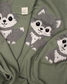 Copertina Neonato Culla Lupo in Pura Lana Merino Ultrafine