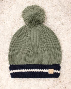 Berretto Pon Pon Riga Neonati in Pura Lana Merino Ultrafine