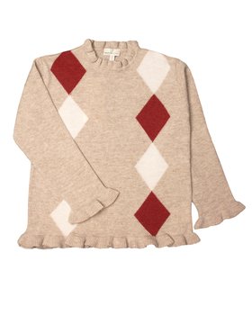 Maglia Bambina Rombi in Pura Lana Merino Ultrafine