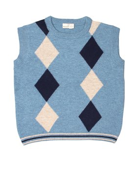 Gilet Bambino Rombi in Pura Lana Merino Ultrafine