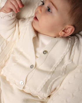 Giacca neonata Trecce in Pura Lana Merino