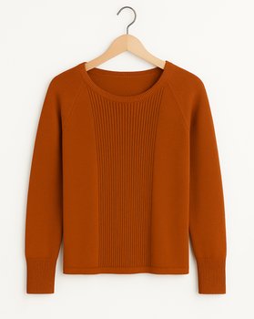 Maglia Girocollo Coste in Puro Cotone BIO Donna