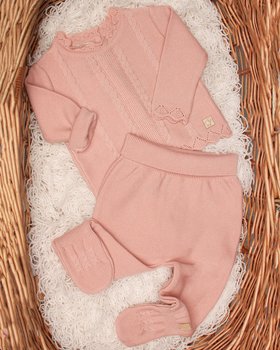 Completo neonata con piede in Pura Lana Merino