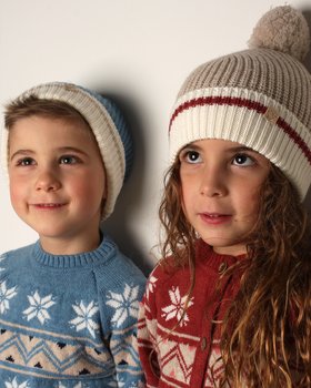 Berretto Pon Pon Riga Bimbi in Pura Lana Merino Ultrafine