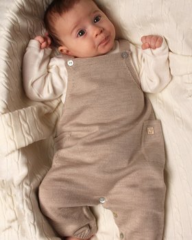 Salopette neonato Taschine in Pura Lana Merino