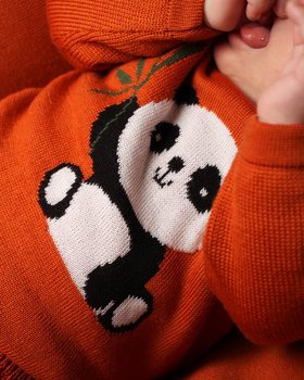 Panda Shoulder Open Necklace in Pure Wool for Babies