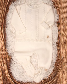 Completo neonata con piede in Pura Lana Merino