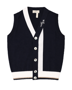 Gilet Aperto Bottone in Puro Cotone Bio