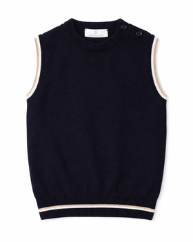 Gilet con Riga Girocollo in Puro Cotone Bio