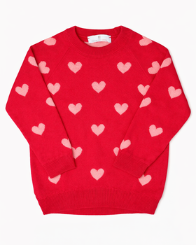 Pure Cotton Baby Girl Hearts Crew-neck Sweater BIO