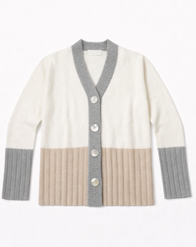 Cardigan Tricolor in Cashmere Blend Donna