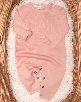 Tutina Lunga Neonate in Bamboo e Cotone Naturali - Aura Traforata