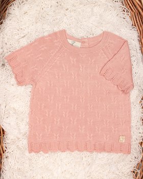 Maglia Neonata Corta in Bamboo e Cotone Naturali - Aura Traforata