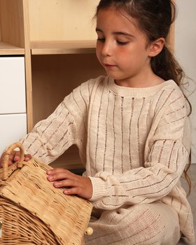 Girls’ Long Sleeve Linen and Cotton Sweater – Linum