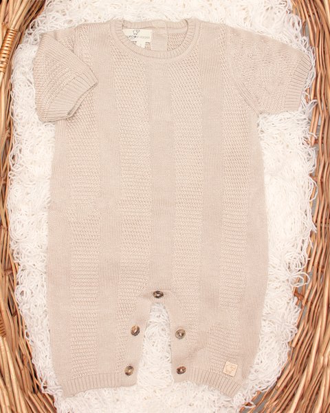 Tutina in maglia neonati corta in bamboo e cotone naturali - aura