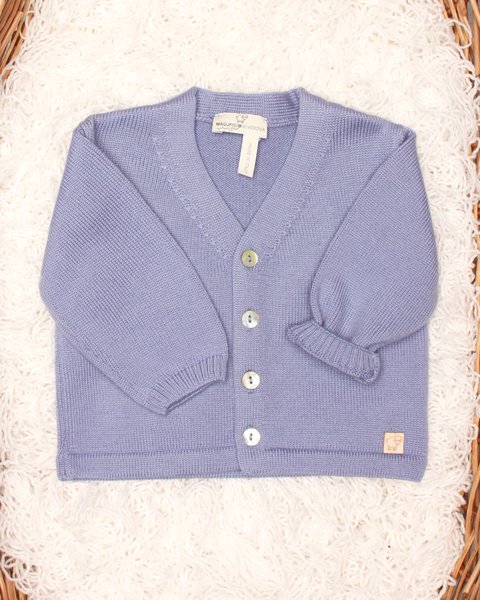 Cardigan neonato v in pura lana merino