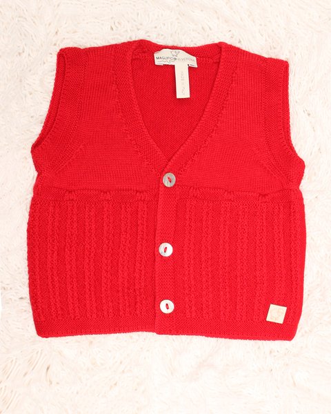 Gilet traforato unisex in pura lana merino