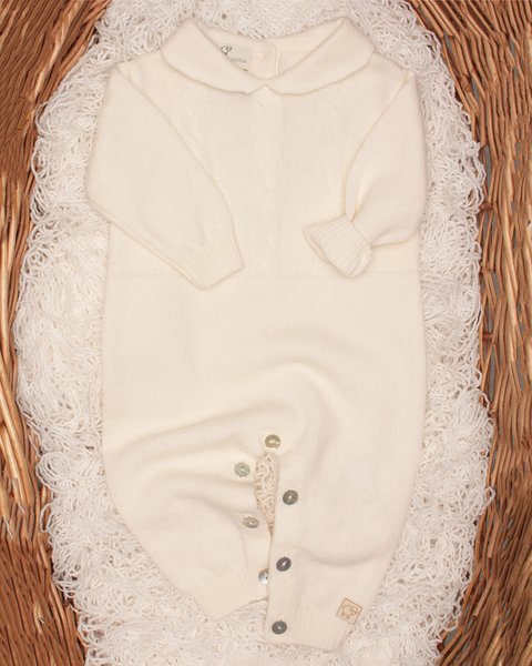 Tutina neonato con trecce in pura lana vergine merino ultrafine