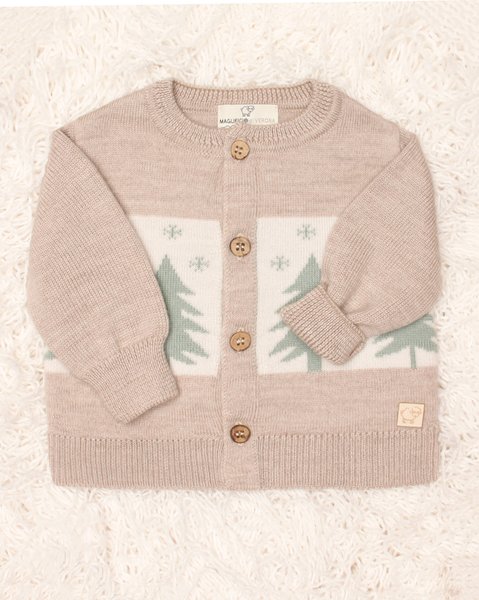 Golfino neonato jacquard natalizio in pura lana vergine merino extrafine