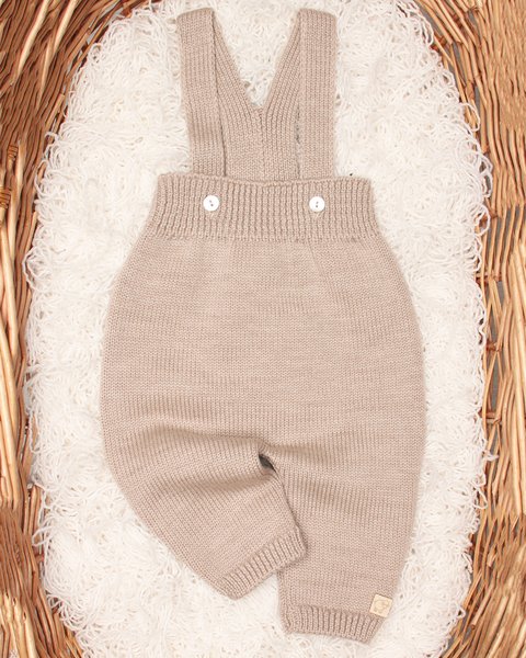 Pantalone neonato bretelle in pura lana merino