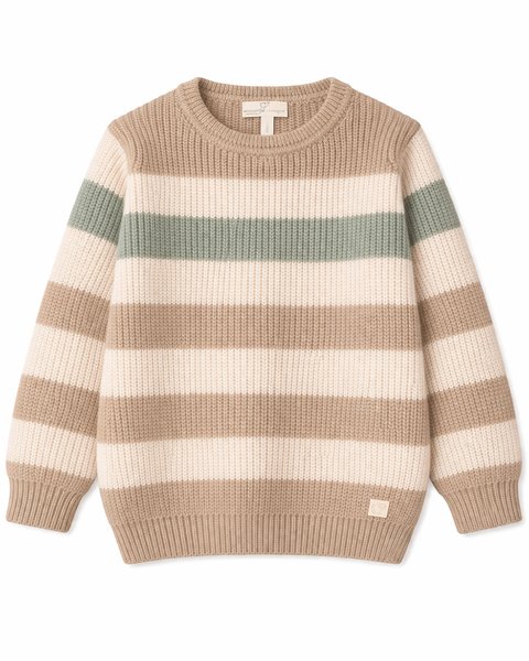 Maglione rigato bambino e bambina in pura lana merino extrafine