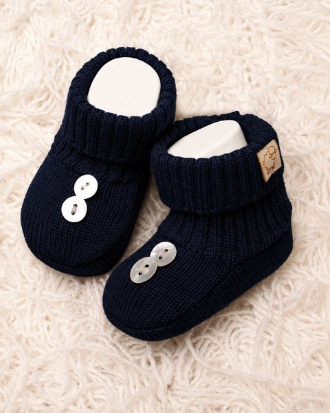 Scarpine neonato bottoncini in pura lana vergine merino extrafine