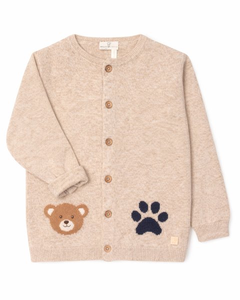 Giacchina orso bambini in pura lana merino ultrafine