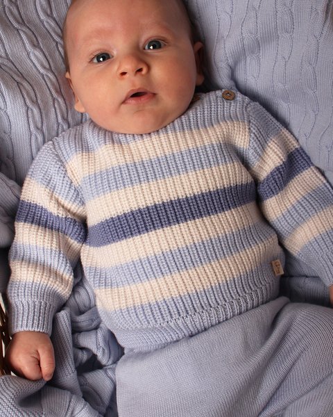 Maglia neonato righe in pura lana vergine merino extrafine