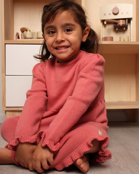 Abito in maglia rouches in pura lana merino ultrafine