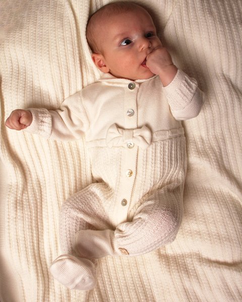 Tutina neonata fiocco in pura lana vergine merino extrafine