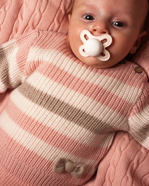 Maglia neonata righe in pura lana vergine merino extrafine